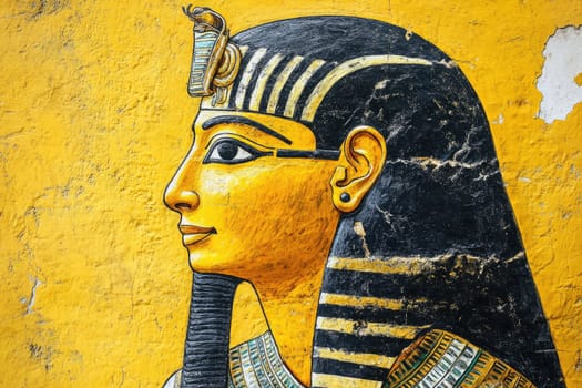 Egyptian wall painting: deity portrayal, sovereign likeness, royal symbolism, sacred fresco, ancient art, cultural depiction, divine representation, pharaoh illustration, historical mural