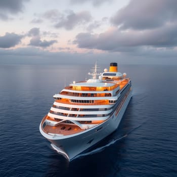 cruise liner sails at sea, travel summer. High quality photo