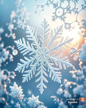 snowflake snow winter white blue background figure cold season. High quality photo illustration