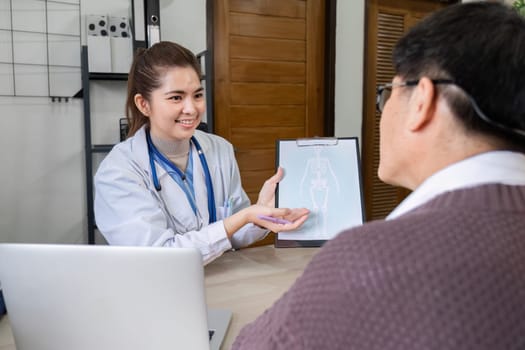 A doctor advises a patient on the benefits of counseling in a professional medical office environment.