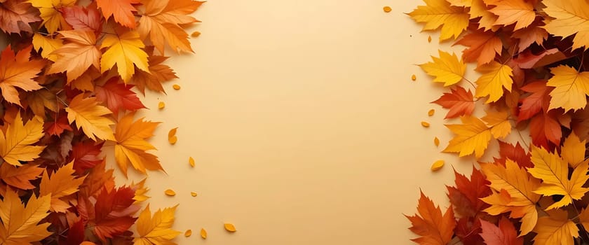 Goldenand crimson leaves cascade gently, evoking a sense of tranquil nostalgia. The soft, warm hues whisper of autumn's fleeting beauty, inviting a cozy, reflective moment. The scattering of leaves suggests a quiet, wistful breeze, stirring feelings of both serenity and the melancholic passage of time.