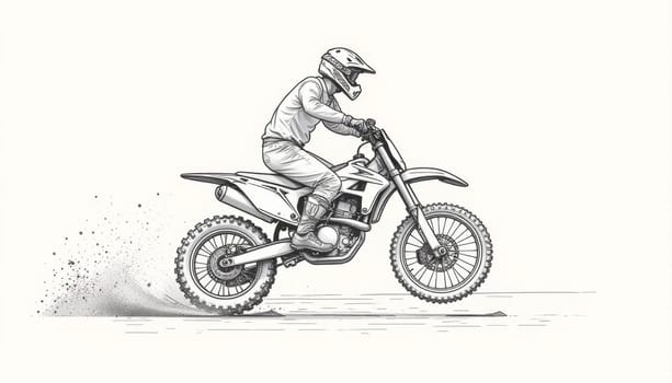 A motocross rider expertly maneuvers a dirt bike along a rugged trail. Dust kicks up behind as the sun sets, creating a dramatic backdrop for this adrenaline-fueled activity.