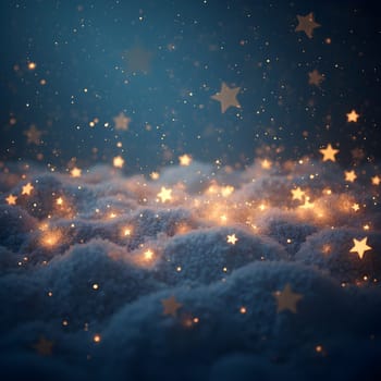 An abstract holiday background filled with shimmering stars and twinkling lights, creating a magical and festive Christmas atmosphere.