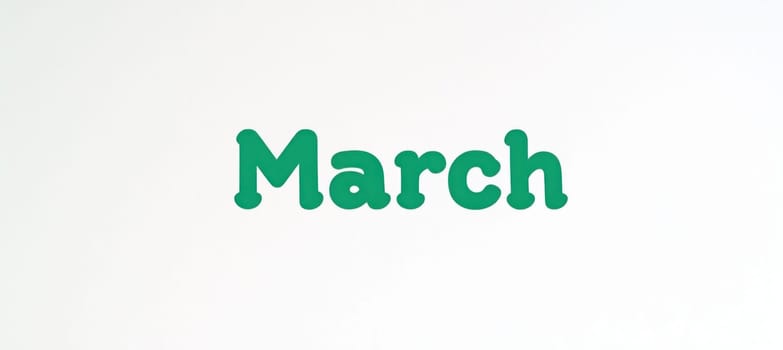 Bold green letters spelling march on a clean white background, perfect for calendars, planners, and spring themed projects