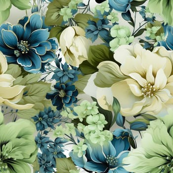 Seamless pattern tile background flowers and floral leaves plants. High quality photo