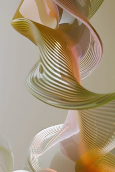 A detailed closeup of a vibrant swirl sculpture made of natural materials like wood, feathers, and metal, contrasted against a translucent glass background in electric blue hues
