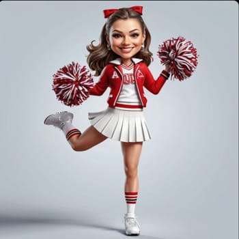 girl fan dances sport smile white background, isolated. High quality photo