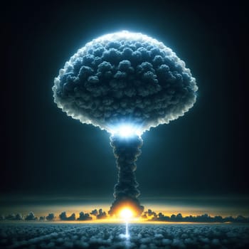 a large column of smoke after an explosion at night. High quality photo