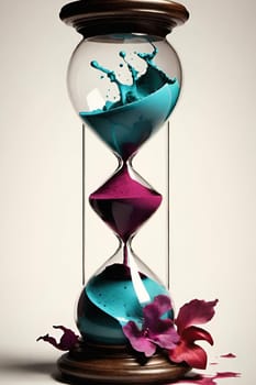 hourglass orange green sand time simbol object . High quality 3d illustration