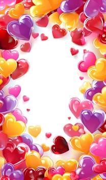 Display vibrant heart balloons with ample space in the center for text or a message