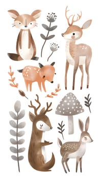Adorable woodland animals and forest elements, perfect for children and nature themes.