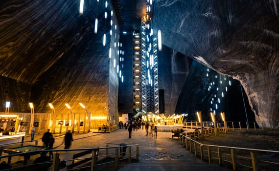 Turda, Romania - 27 November 2019: Salina Turda salt mine in Romania