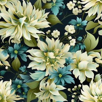 Seamless pattern tile background flowers and floral leaves plants. High quality photo