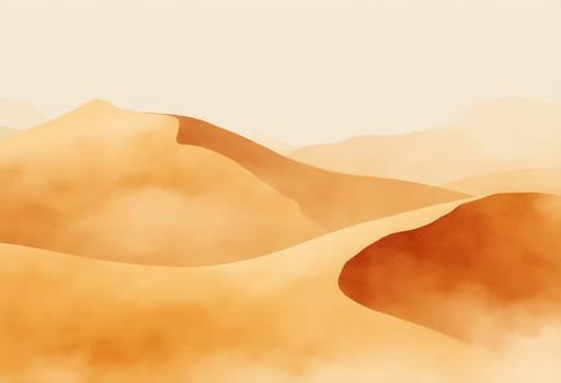 Golden Desert Dunes Painted in Warm Watercolor Hues
