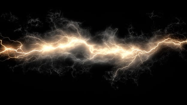 Powerful lightning strikes illuminate the dark sky. A dramatic display of nature's raw energy.