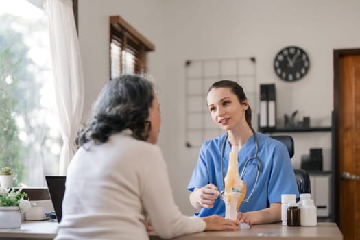 Consulting, nurse with elderly woman, checklist and results. Interview, healthcare and medicine with patient and expert in hospital for exam, help or advice.