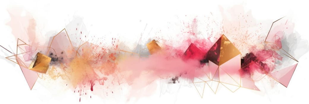 Abstract watercolor artwork mixed with buzzy geometric shapes for background of social media banner generative AI image