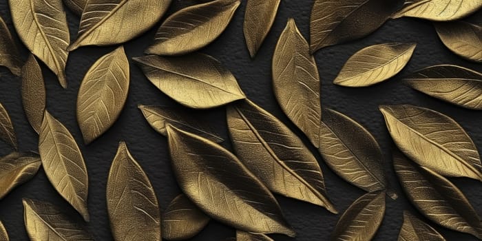 Dry Gold Black leaves Surface textured background, realism, realistic, hyper realistic. Generative AI image weber.