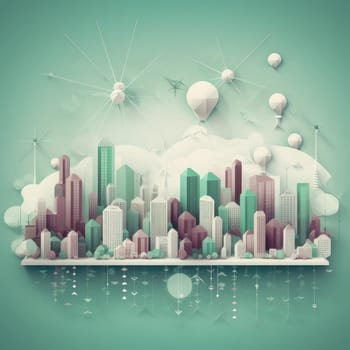 Abstract image of a new bright metropolis city. High quality photo