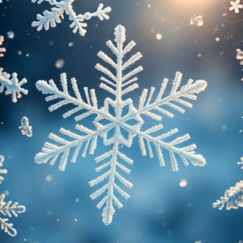 snowflake snow winter white blue background figure cold season. High quality photo illustration