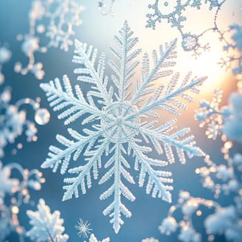snowflake snow winter white blue background figure cold season. High quality photo illustration