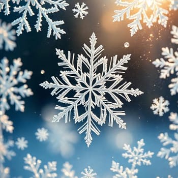 snowflake snow winter white blue background figure cold season. High quality photo illustration