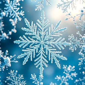 snowflake snow winter white blue background figure cold season. High quality photo illustration