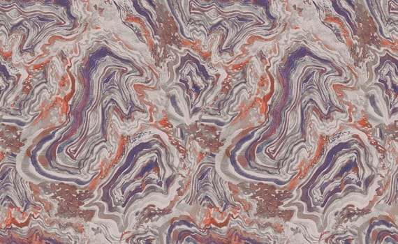 Modern pattern with textured layers of minerals painted with watercolors in lilac shades for textiles and surface design. Digital processing and vertical texture