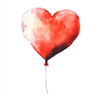 A vibrant heart shaped balloon in watercolor style, symbolizing love and joy. Perfect for romantic themes and celebrations