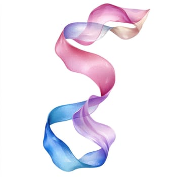 A delicate silk ribbon gracefully swirls in soft pastel colors, creating serene and elegant visual