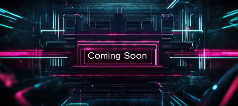 Sleek banner design a tech gadget launch. features dark tones contrasted with glowing neon lines, emphasizing a futuristic and high-tech aesthetic. ideal for promotional use in tech product releases.