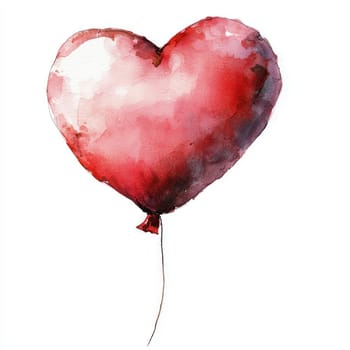 A Heart shaped balloon in watercolor style, evoking love and joy