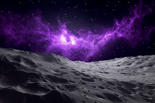 purple nebula space view from the Moon's surface..