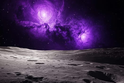 purple nebula space view from the Moon's surface..