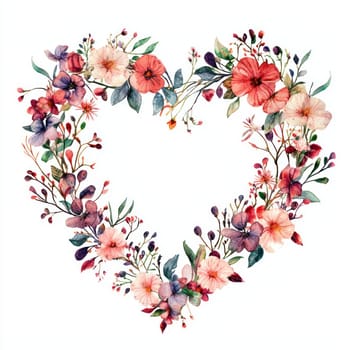 A Heart shaped floral arrangement with vibrant flowers and greenery, perfect for romantic occasions
