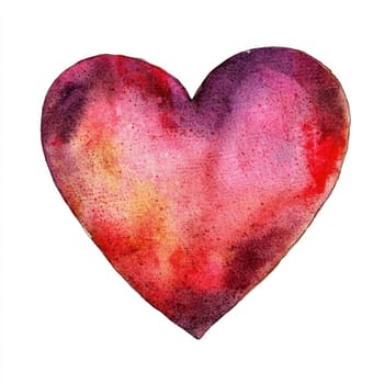 A vibrant heart shape in watercolor style, showcasing beautiful shades of red and pink, perfect for expressing love and affection