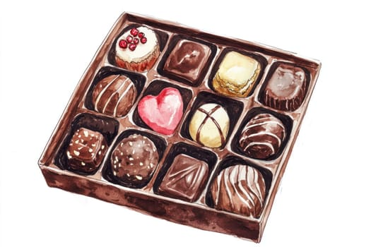 A Delightful assortment of cho tes in box, featuring various shapes and flavors, perfect for gifting or indulging
