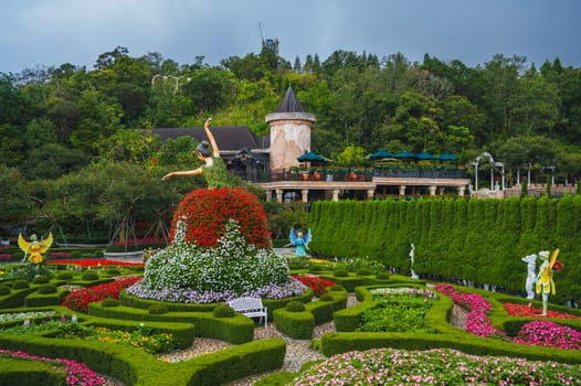 Beautiful flower garden at SunWorld Ba Na Hills tourist area
