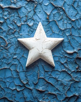 Presidents' Day. A rustic white star placed on a cracked blue surface, evoking a sense of history and patriotism for Presidents' Day