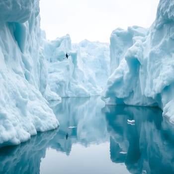 An icy glacier reflecting the soft, cool blue tones of the Arctic, showcasing the frozen beauty of this pristine landscape.