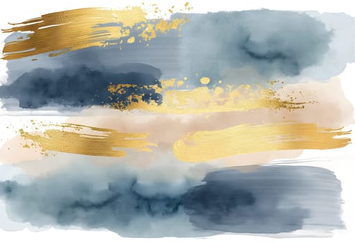 Elegant watercolor brush strokes enhanced with metallic gold accents, combining sophistication and artistic flair for modern and versatile designs.