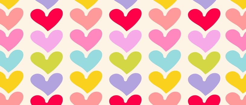 Pattern with love Valentine hearts. Template holiday illustration. Valentines cute romantic cartoon hearts .