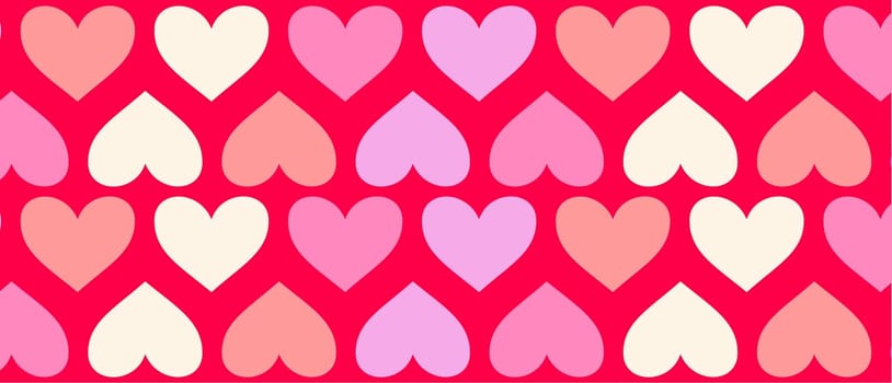 Pattern with love Valentine hearts. Template holiday illustration. Valentines cute romantic cartoon hearts .