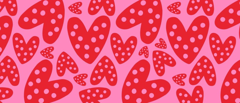 Pattern with love Valentine hearts. Template holiday illustration. Valentines cute romantic cartoon hearts .