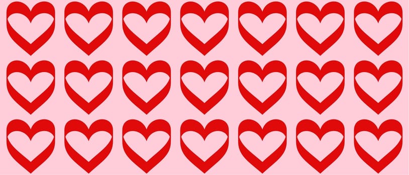 Pattern with love Valentine hearts. Template holiday illustration. Valentines cute romantic cartoon hearts .