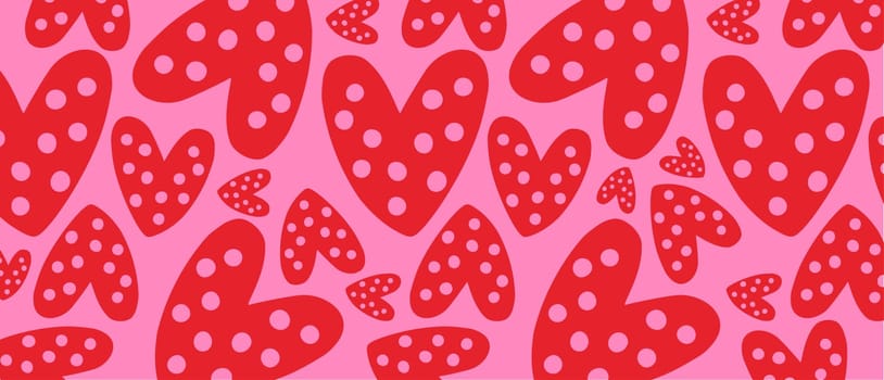 Pattern with love Valentine hearts. Template holiday illustration. Valentines cute romantic cartoon hearts .