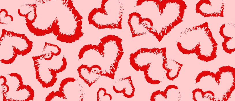 Pattern with love Valentine hearts. Template holiday illustration. Valentines cute romantic cartoon hearts .