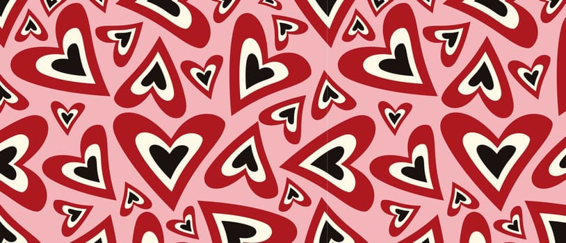Pattern with love Valentine hearts. Template holiday illustration. Valentines cute romantic cartoon hearts .