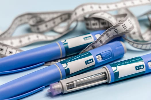 Ozempic Insulin injection pen or insulin cartridge pen for diabetics. Medical equipment for diabetes parients.