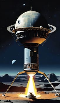 launch of the space station Luna 1. High quality illustration